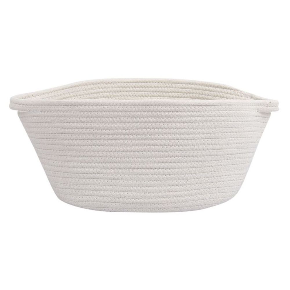 Cotton Storage Basket with Handles Collapsible Storage Organizer Box White